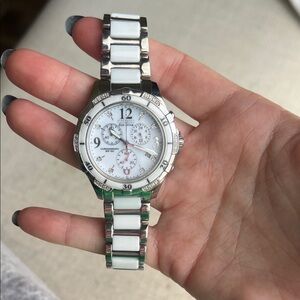 White and Silver Stainless Steel Watch